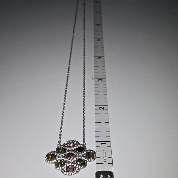 Multi- color Tourmaline and Zircon 925 sterling silver necklace. - Picture 9 of 16
